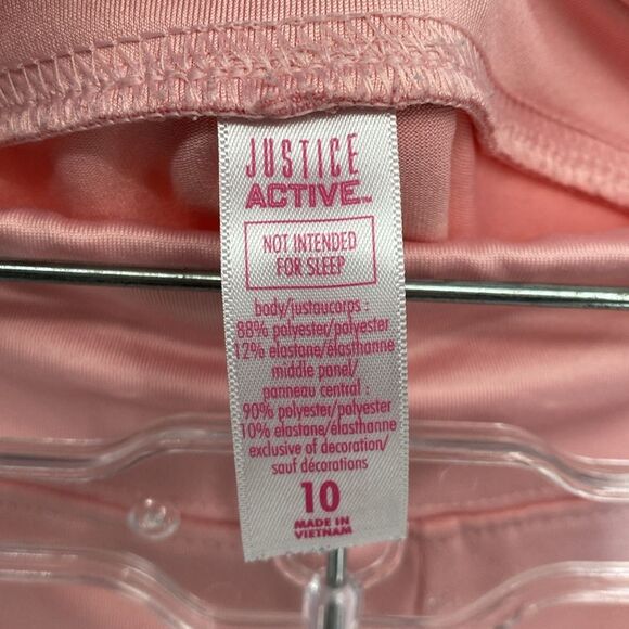 Justice Active Pink Colorblock Leggings Velvet Stripe Lace Up Sides size 10 - Picture 4 of 7